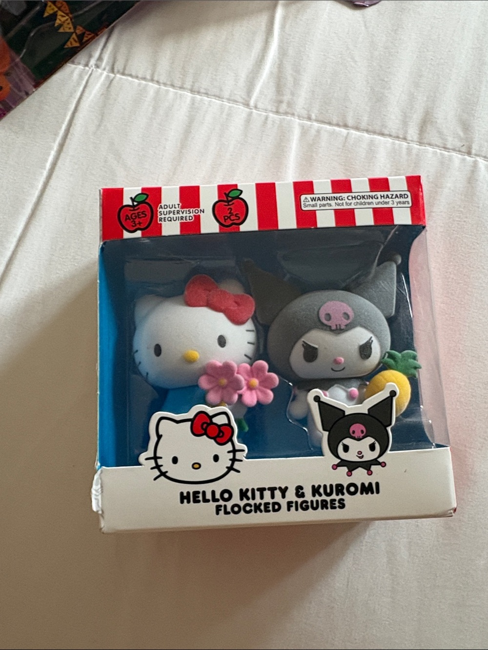 Hello Kitty & Kuromi Flocked Figures - Pink, White, Black
